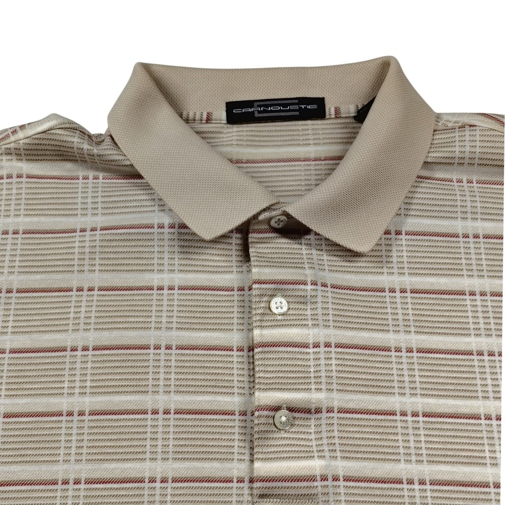 Carnoustie Mens L Plaid Golf Polo Shirt 100% Cotton Mercerized Short‎ Sleeve